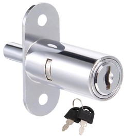 Recogwood 40mm Cylinder Length Push Plunger Lock, 19mm Cylinder Diameter Zinc Alloy Cylinder Cabinet Lock with Keys for Drawer Desk Wardrobe Cabinet, Keyed Alike