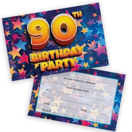 90th Birthday Party Invitations Men Women - Celebration Stars 36 Pack - Adults Birthday Invitations for Friends Family A6 Party Invites Invitation Cards with Folding Envelopes