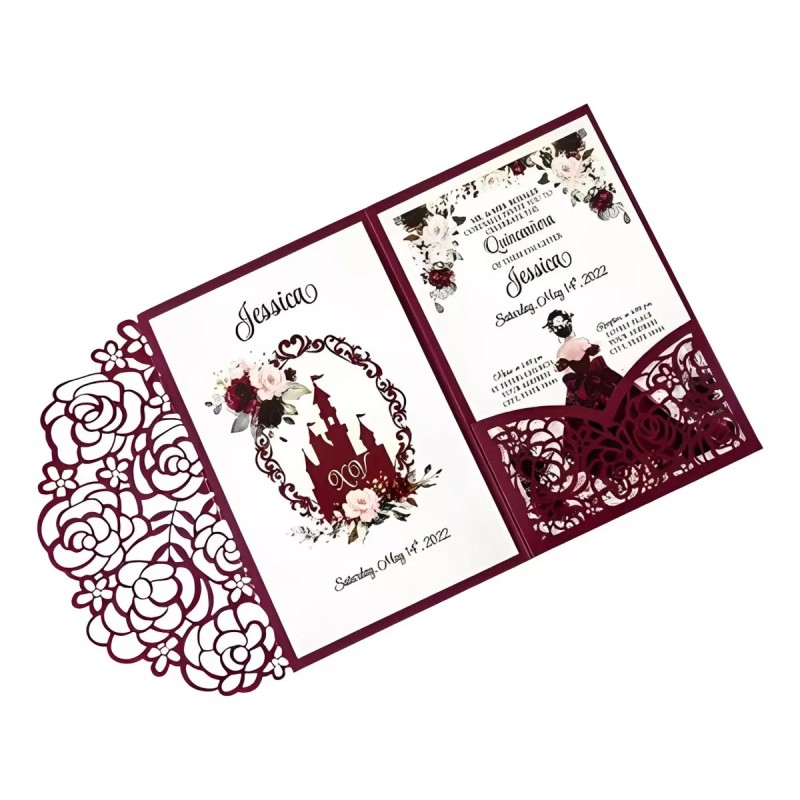 Like Shop 70 Invitaciones Cumpleaños Corte Laser De 13x18cm Mate