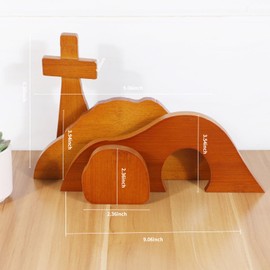 Gnodry The Empty Tomb Easter Scene, Easter Christian Cross Decorations, Easter Decorations Religious Jesus Tomb Easter Kit, Easter Tomb Display for The Home, Tabletop, Office - Bamboo (Dark-Brown)