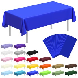 CC-SLZP 20 Pack Disposable Plastic Tablecloth Rectangle, 54 X 108 Inch Premium Plastic Table Cover for Parties, Picnic, Camping, Birthday, Weeding (Blue, 54" X 108" Rectangle)