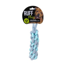 Ruff Play TPR/Rope Dental Tug Dog Toy, Large, Blue - Teething Toys, Durable Dog Chew Toys, Rubber Chew Toys, Dog Rope Toy for Teeth Cleaning, Aids Dog's Dental Health