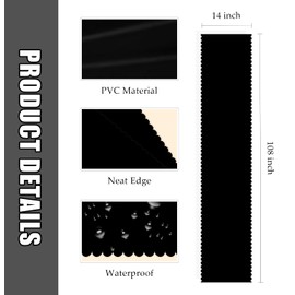 MUNILAIL 6 Pcs Black Scalloped Table Runner 14 x 108 Plastic Table Runner for Birthday Wedding Baby Shower Party Disposable Table Runner