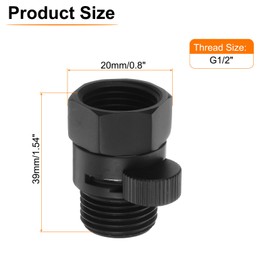 sourcing map Brass Chrome Shower Head Shut Off Valve, G1/2" Shower Control Valve Water Pressure Regulator Replacement for Shower System with PTFE Tape (Black, 39mm/1.54")