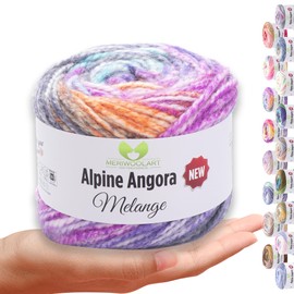 MeriWoolArt® Merino Wool for Knitting - 150 m Multicoloured Thick Soft Merino Wool for Sweaters and Jackets - XXL Hand Knitting Wool - Voluminous DIY Wool for Scarves, Blankets, Scarves & Gifts 6415