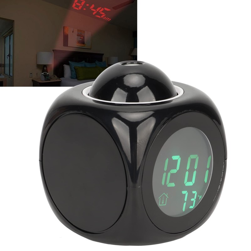 Projector Alarm Clock, Snooze Function, Voice Time Reporting and Music