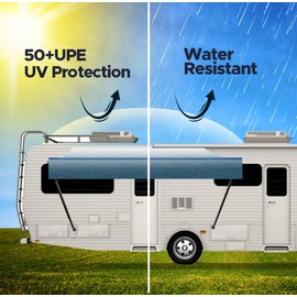 SunWave RV Awning Fabric Replacement | Premium Vinyl Canopy | Awning (17', Ocean Blue Fade)