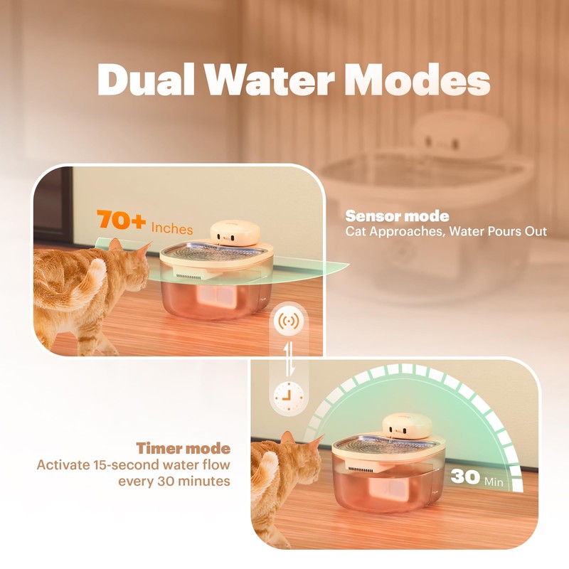 PetTop Pumpless Cat Water Fountain - 102oz/3L - Stainless Steel