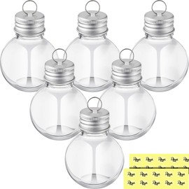 Patelai Christmas Clear Plastic Ornaments Balls Christmas Fillable Tree Ornaments Plastic Christmas Hanging Ornaments Pendant Ball for Christmas Home Holiday Wedding Party Decor(50ml,6 Pcs)