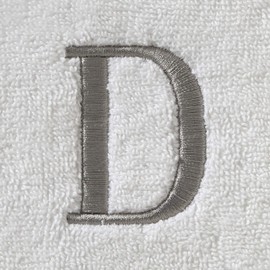 SKL Home Casual Monogram Hand Towel Set, D, 16x26, White 2 Count