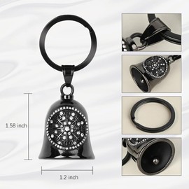 Vegvisir Guardian Bell for Motorbikes: Motorbike Gifts Gremlin Bell Motorcycle, Keychain Key Rings Motorbike Accessories Lucky Viking Gifts for Men and Women