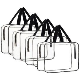 4 Pcs Clear Travel Toiletries Bags,Transparent Large Toiletry Bag for Women, Waterproof Wash Bag with Secure Zipper Closure, Portable & Durable for Trips and Daily Organization