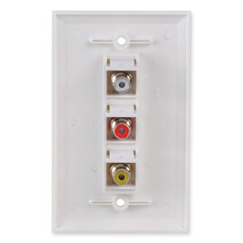 3 RCA Wall Plate, Conwork Composite Audio Video RCA Pure Copper (Nickel Plated) Keystone Jack Wall Plate Female to Female Connector for Home Theater AV Setup (1-Pack)