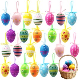 Horuili® Pack of 24 Easter Eggs for Hanging, Plastic Easter Eggs, Easter Eggs Decoration, for Outdoor and Indoor Decoration, Bedroom, Living Room, Garden, Easter Party Decorations (Colour-2)