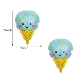 6PCS Ice Cream Foil Balloons for Party Decorations - Mylar Balloons for Baby Shower, Summer Hawaii Luau Birthday Party