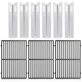 Criditpid Grill Replacement Parts for Dyna Glo DGB610SSP DGF600SSP, Cast Iron Grates 70-01-296 and Heat Shield Tents for Dyna Glo Grill Replacement Parts DGB610SSP 6 Burner.