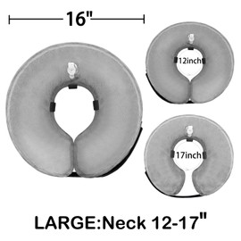 Soft Dog Cone Collar for Large Medium Small Dogs and Cats After Surgery, Inflatable Dog Neck Donut Collar,Inflatable Cat Cone Collar,E-Collar for Dogs Recovery, Dog Cones Alternative (Large, Grey)