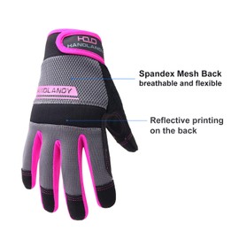 Women Utility Work Gloves, UltraLight Safety Work Gloves with Extensive Palm Protection, Mechanic Gardening Construction DIY Work Gloves with Touchscreen indoors & outdoors (Medium, Pink)
