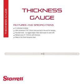 Starrett - Medidor de espesor de acero templado con extremos redondeados, ideal para carpinteros y mejoras del hogar, grosor de 0.25 pulgadas, longitud de 12 pulgadas, 667-25