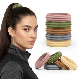 GALAGLIMMER Hair Ties No-Damage for Women Thick Curly Hair Nylon Ponytail Holders Snag-Free Elastic Hair Bands for All Hair Types Neutral Colors, 10 Pcs