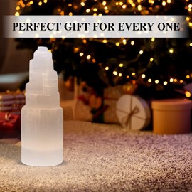 SALT 84 Selenite Crystal Skyscraper Tower 15 cm | Healing & Calming Effects- Spiritual Gift, Yoga and Meditation, White