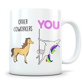 FOURVUE Coworker Gifts - Funny Mug for Women - Secret Santa Gift - 11oz Mug