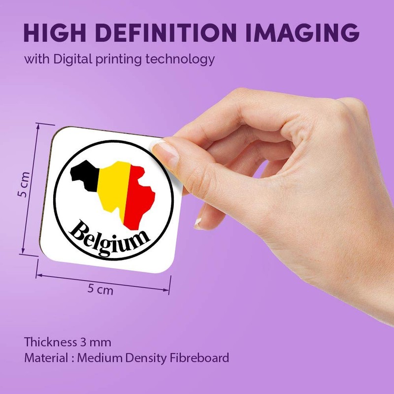 1 x Square MDF Fridge Magnet - Belgium Map Flag