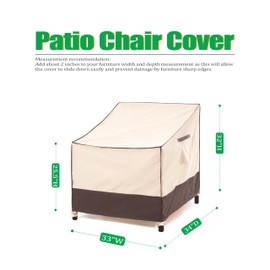 F&J Outdoors Patio Chair Covers Waterproof Anti-UV Outdoor Dining Chair Cover, 33"Wx34"Dx32"H, 2Pack
