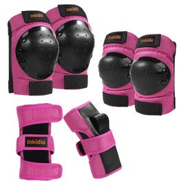 Inkidio Kids/Youth/Aduit Women Knee Pad Elbow Pads Guards Protective Gear Ideal for Roller Skate Inline Skating Skateboard Scooter Riding Cycling Bike Sports (Large(Aduit), Pink)