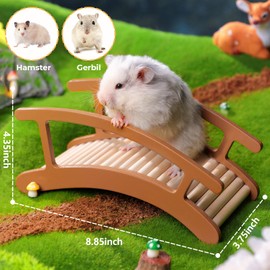 Hamster Climbing Toys - Wooden Ladder for Hmaster Bridge Guinea Pig Enrichment Toy Interactive Hamster Cage Accessories for Chinchilla, Rat, Gerbils, Mice and Small Animals
