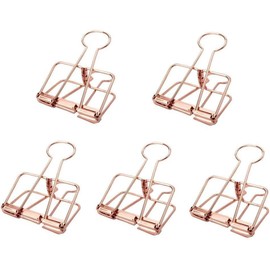 5Pcs Rose Gold Paper Clips, Metal Hollow Design, Binder Clamps for Office, Bills, Notes
