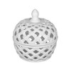 TREATLIFE HOME White Ceramic Lidded Jar with Lattice Design, Potpourri