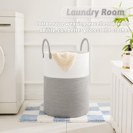 Artfeel Laundry Basket,Woven Cotton Rope Laundry Hamper,100L for Decorative Storage of Dirty Clothes,Toys and Blankets in Bathroom,Baby Room and Living Room