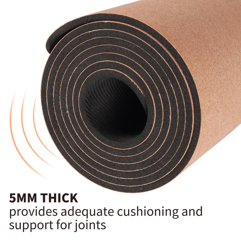 IKULE Non Slip Cork Yoga Mat Premium Thick Cork Exercise