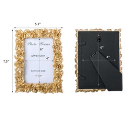 4x6 Vintage Resin Picture Frame, Antique Rose Floral Memorial Photo Frame with Glass Front, Tabletop Display & Wall Hanging, Gift for Mom and Women