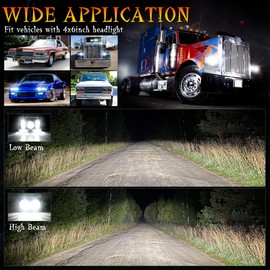 BESURE 4X6 LED Headlights Hi/Lo Beam Compatible with Peterbilt 379 Kenworth T800 T600 Freightinger Ol-dsmobile Cutlass H4656 H4651 H4652 H4666 H6545 Rectangular Headlight DOT Approved - Black