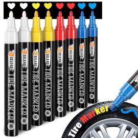 SELEAD Tire Marker White Red Yellow Blue - 8 Pack Paint Pens for Car Tires Lettering, Premium Professional Oil Based Waterproof Colored Permanent Markers
