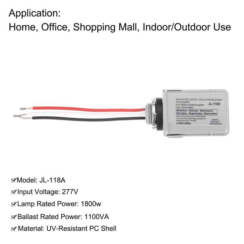 sourcing map JL-118D 277-Volt Stem Mount Thermal Photocontrol, Dusk to
