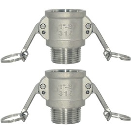 VARMHUS Male Pipe Threads x 1" Type B Trash Pump Adapter Female Camlock,Type B Hose Fitting,Stainless Steel 316 (1")