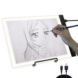 AIAURORA A4 LED Copy Board Light Tracing Drawing Board, Ultra-Thin Adjustable USB Power Art Craft LED Trace Light Pad for Tattoo Drawing, Diamond Painting, Streaming, Sketching, Stenciling (A4-New)