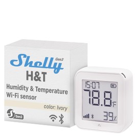 Shelly H&T Gen3 Ivory | Wi-Fi and Bluetooth Smart Temperature & Humidity Sensor with Remote App Control & Monitoring | Smart Scenes | Notification Alerts | LCD Display | Free Data Storage Export