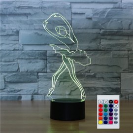 SUPERHONGJIHAO Nachtlicht für Kinder 3D Ballett Mädchen LED Lampe mit Fernbedienung 16 Farbwechsel Geburtstagsgeschenk für Kinder