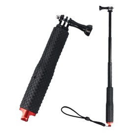 Waterproof Extendable Selfie Stick, Pole Handgrip Monopod, 19-49cm Telescopic Pole Aluminium for Hero 7/6/5/4/3/2/1 Action Camera (Red, 19cm)