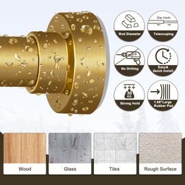 YNL Tension Curtain Rod 34-66 inches-Never Rust, Non-Slip, No Drill Adjustable Spring Tension Rod for Laundry Door Closet Stainless Steel, Brushed Gold