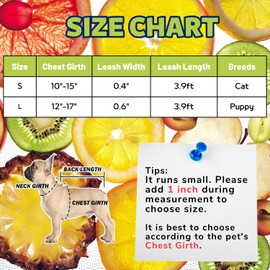 Harikaji Pet Harness with Leash, Fruit Style Dog Harness Pull On Adjustable Lightweight Cat Harness Leash Set for Cat Puppy Small Dogs Avocado L