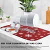 Sanwarm Absorbent Dish Drying Mat, Merry Christmas Microfiber Pad for