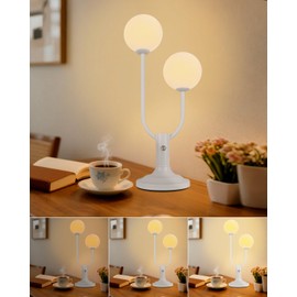 Lightdot Globe Table Lamp for Bedroom Mid Century Modern White Small Desk Lamp Dimmable 3000K Warmwhite Nightstands Lamp Bedside Table Lamp for Living Room Home Office(G9 Bulbs Included)
