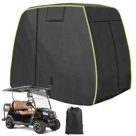 2/4 Passenger Golf Cart Cover Fits EZGO, Club Car, Yamaha Golf Carts with Reflective Strips, All Weather Protection/Waterproof/Snowproof/Windproof/Sunproof/Full Gold Cart Covers