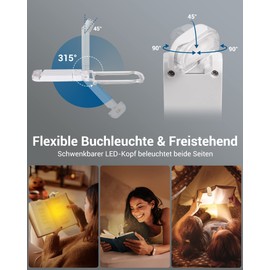 DEWENWILS DEWENWILS Leselampe Buch Klemme, USB Wiederaufladbare Klemmleuchte fr Lesen im Bett, 2 Einstellbare Helligkeitsstufen Buchlampe, Warmwei?es Leselicht, Geschenk fr Kinder, Bcherwrmer