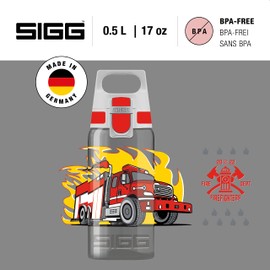 SIGG - Kids Water Bottle - Viva One Fire Truck - Suitable For Carbonated Beverages - Leakproof - Dishwasher Safe - BPA Free - Sports & Bike - Grey - 17 Oz, 28 Firetruck